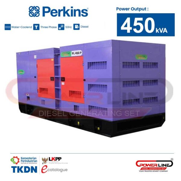 genset 450 kva perkins 360 kw silent